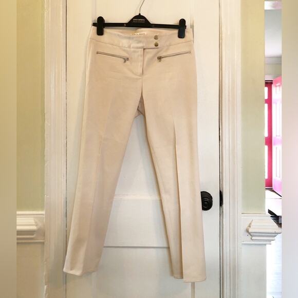 Veronica Beard Ivory Capri Pants with Exposed Zippers Size 8